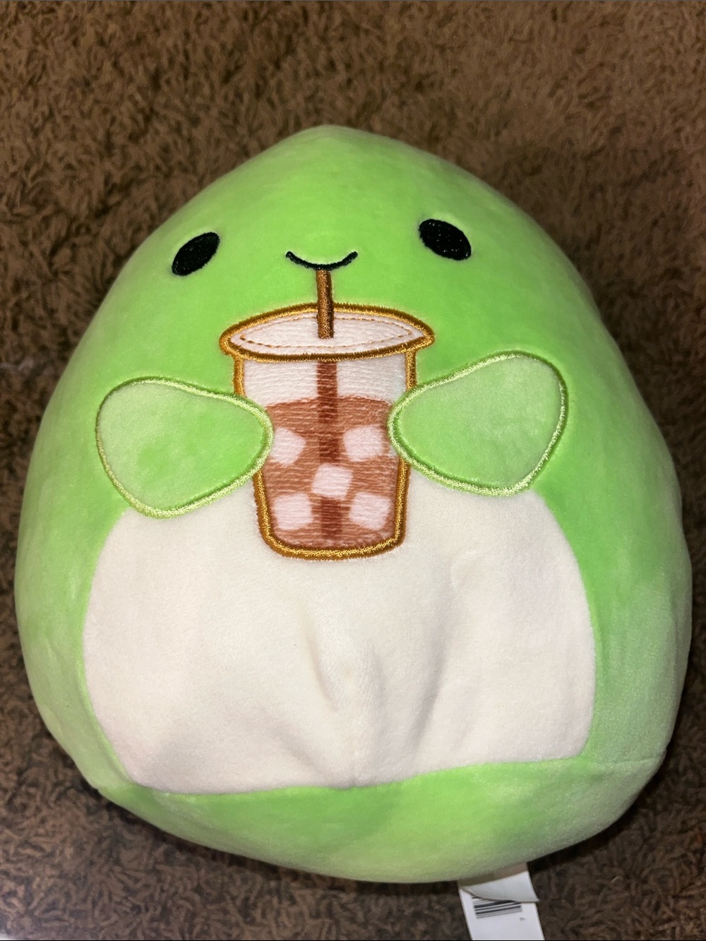 Squishmello Green Plush Avocado Pillow with Boba Embroidery